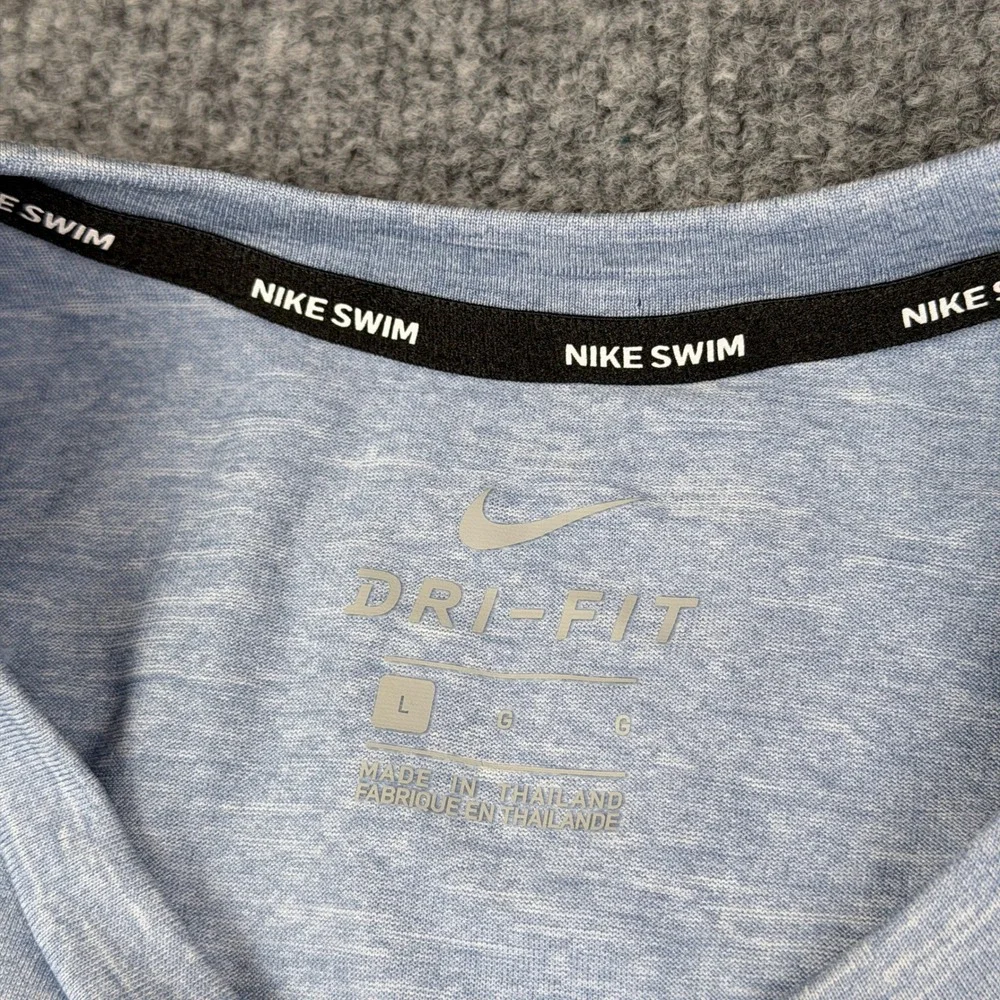Nike Swim Hydrogaurd Dri-Fit T Shirt Mens L Blue UPF Essential NESSA589 NEW NWT
